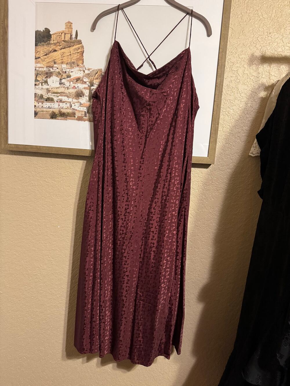 Banana Republic Jacquard Midi Slip Dress Large Dark Cherry